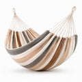 Amaca sospesa a righe in tessuto intrecciato 200 × 150 × 0,5 cm, bianco, beige, marrone e grigio
