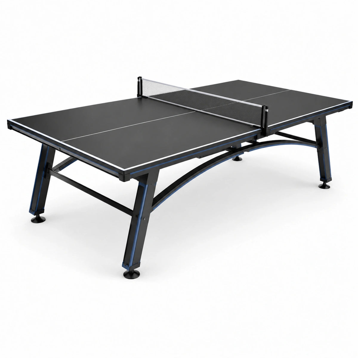 Tavolo da ping pong Nero con dettagli Blu, Argento e Bianco, struttura in acciaio e rete, 274 × 152,5 × 76 cm