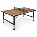 Tavolo da ping pong per interni con rete, 274 × 152,5 × 76 cm, marrone, nero e argento