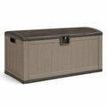 Baule portaoggetti da esterno in resina tortora e marrone scuro con chiusura, 145 × 70 × 60 cm