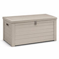 Baule portaoggetti da giardino in resina tortora 120 × 55 × 60 cm con coperchio e chiusura