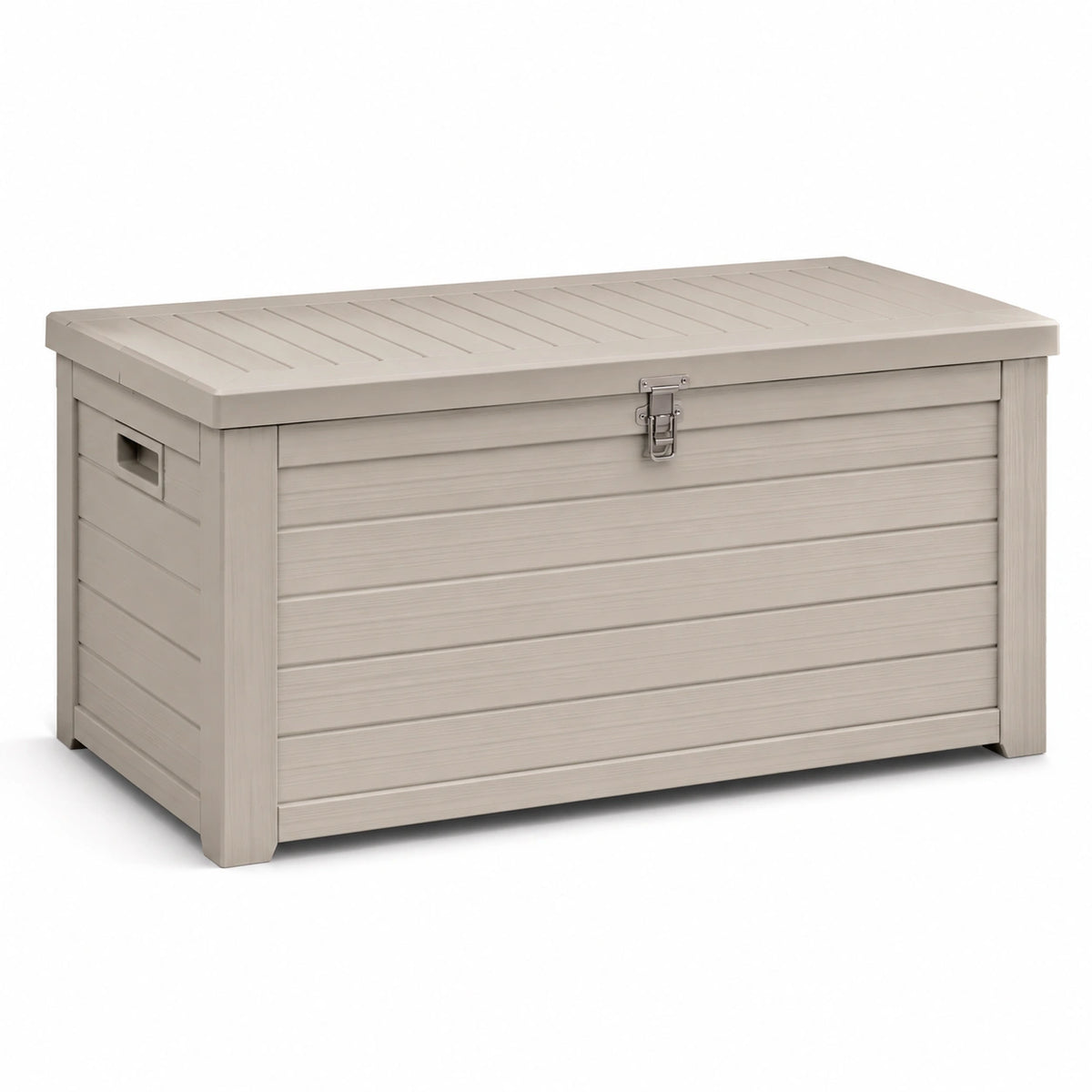 Baule portaoggetti da giardino in resina tortora 120 × 55 × 60 cm con coperchio e chiusura