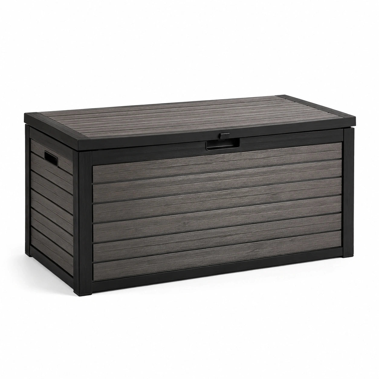 Baule portaoggetti da esterno in resina grigio antracite e nero, 120 × 55 × 63 cm, con coperchio