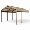 Tettoia per auto 600 × 300 × 250 cm in alluminio e policarbonato, marrone e beige, con copertura curva