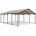 Tettoia doppia per auto 600 x 600 x 300 cm con telaio in metallo marrone e copertura traslucida