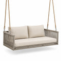 Divano sospeso da giardino a 3 posti, 190 × 85 × 65 cm, beige e tortora