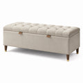 Panca contenitore beige in tessuto con seduta capitonné, 120 × 45 × 48 cm