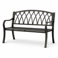 Panchina da giardino a 2 posti in metallo nero e bronzo con braccioli, 122 × 60 × 86 cm