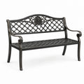 Panchina da giardino ornamentale in metallo nero e bronzo, 104 × 60 × 83 cm